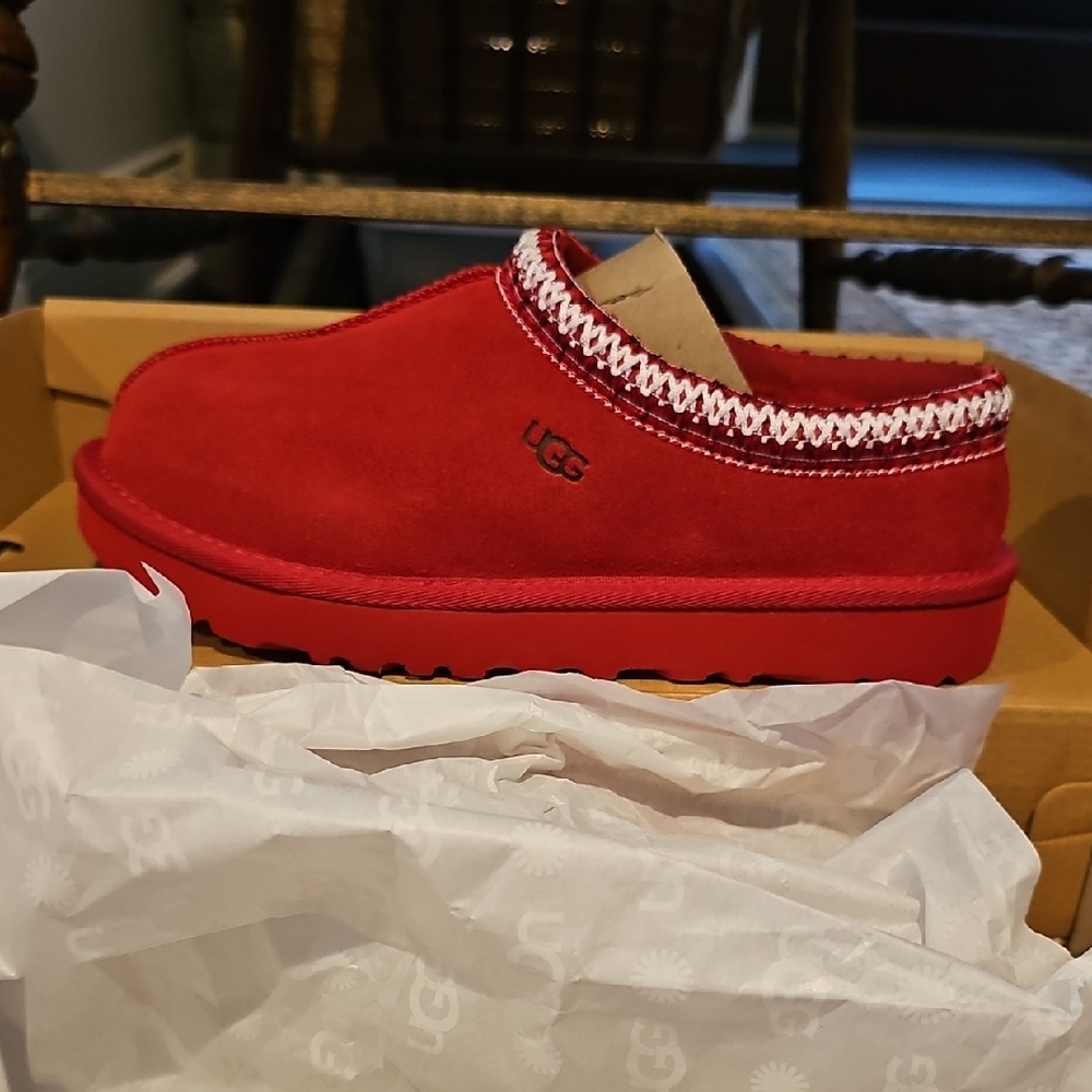 UGG Red Slip-On Shoes with White Accents